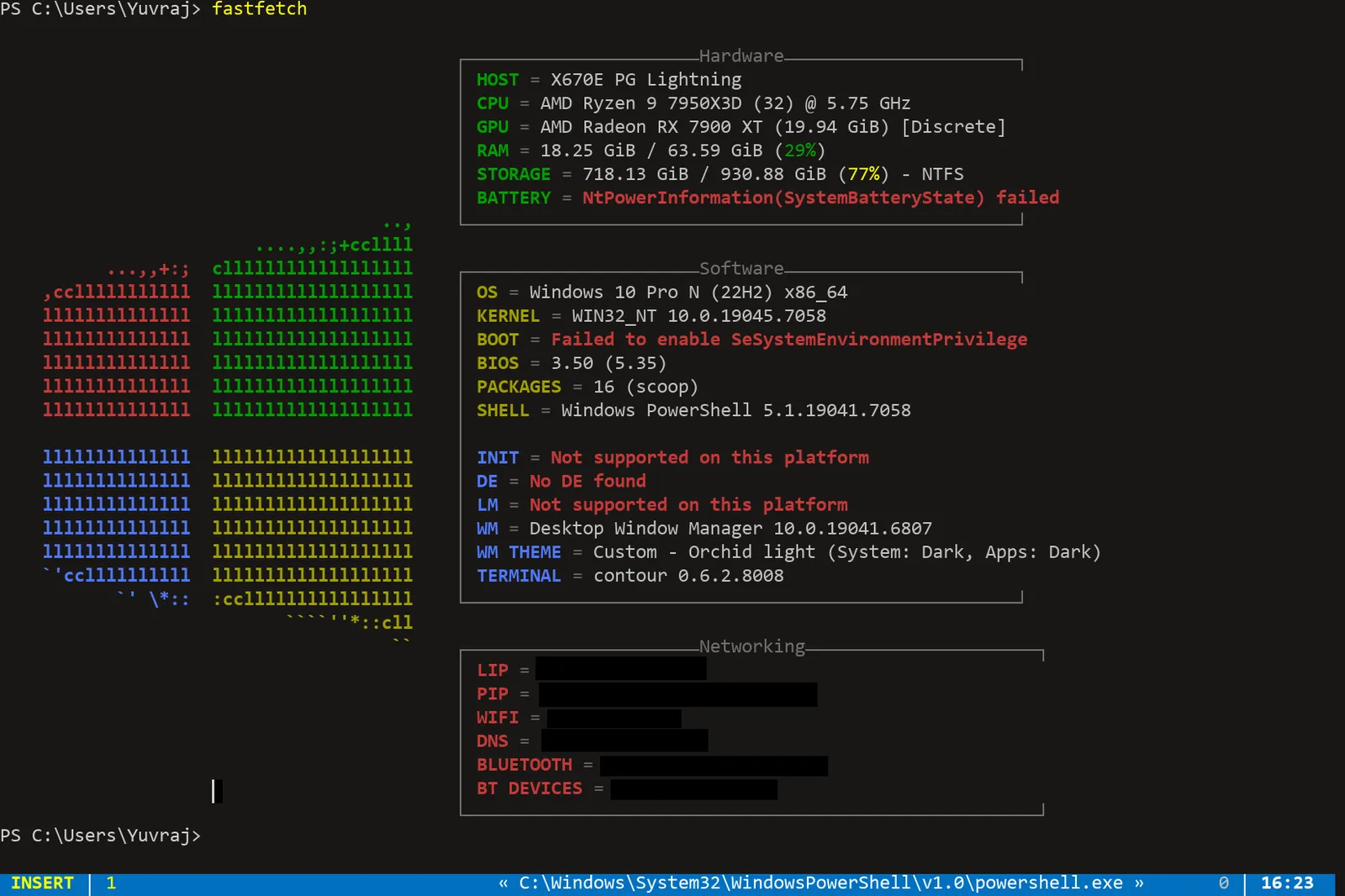 Screenshot of an unconfigured Contour terminal emulator