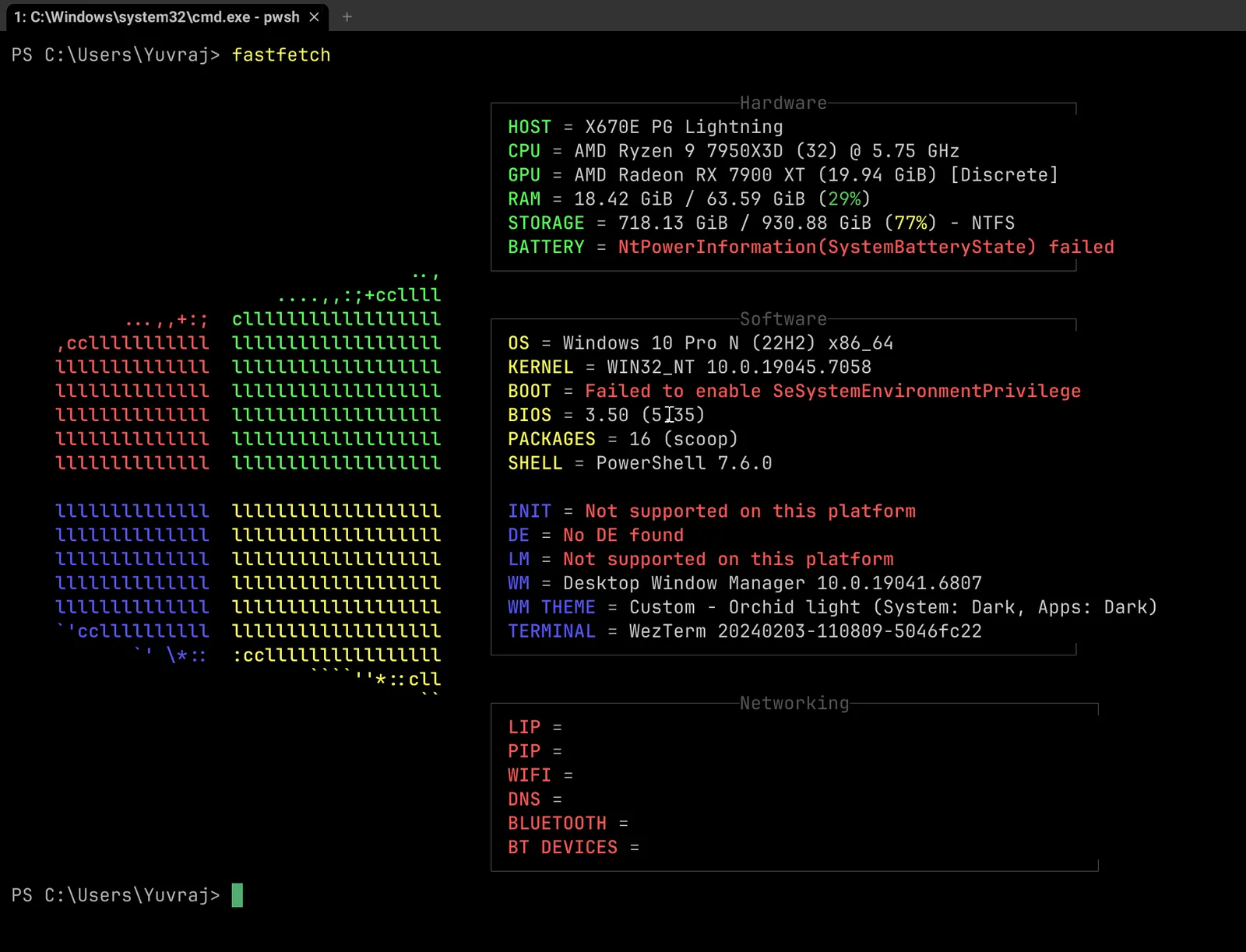 Screenshot of the WezTerm terminal emulator